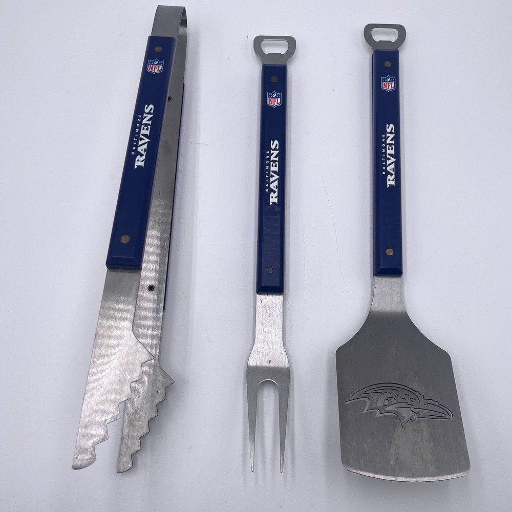 Baltimore Ravens NFL BBQ Grill Set Sportula 3 Piece Stainless Steel Tailgate Kit